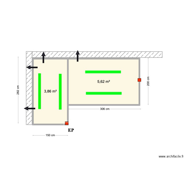 Sandra Penedos. Plan de 2 pièces et 9 m2