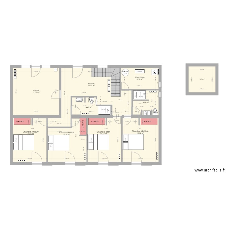 Menthon RDC. Plan de 10 pièces et 107 m2