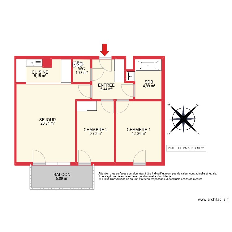 BI 10357. Plan de 10 pièces et 67 m2