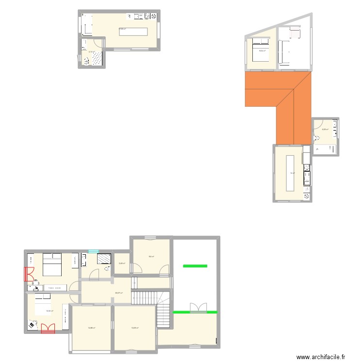 1er bis. Plan de 11 pièces et 151 m2