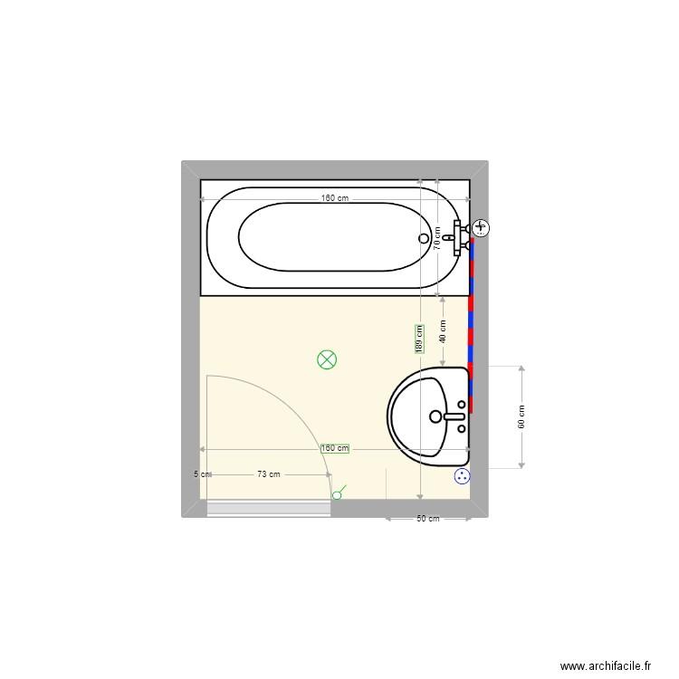 ROCHE existant. Plan de 1 pièce et 3 m2