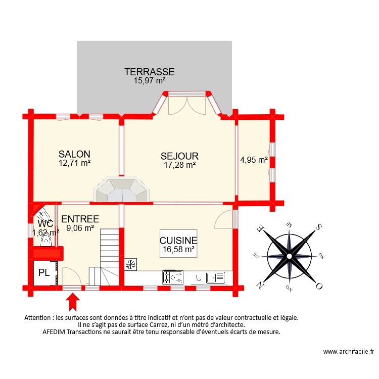 BI9161 RDC. Plan de 12 pièces et 82 m2