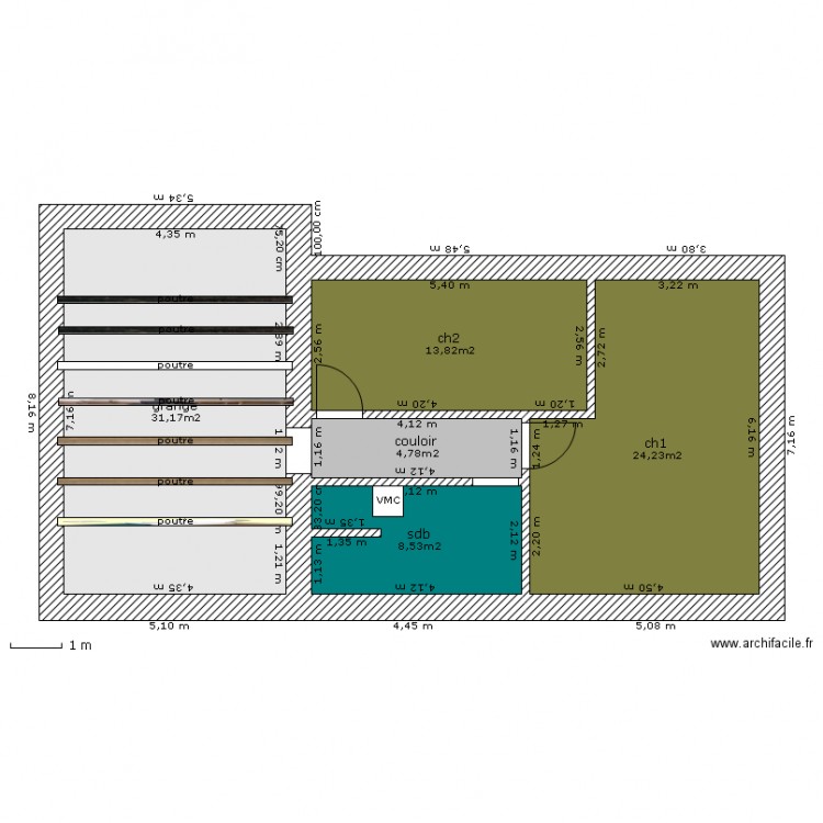 etage futur   . Plan de 0 pièce et 0 m2