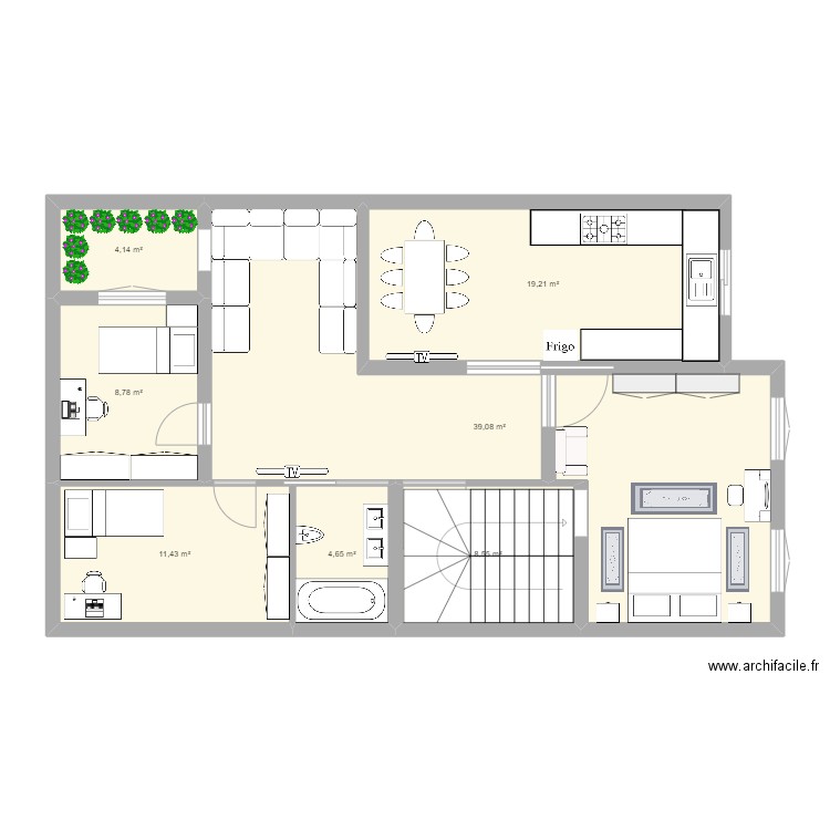 jilali. Plan de 7 pièces et 96 m2