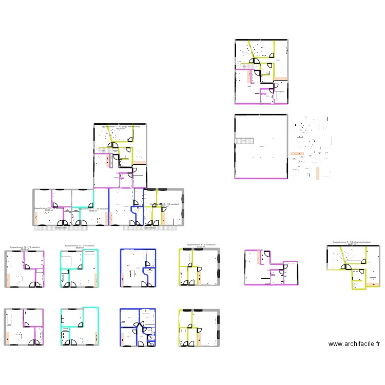 plan étage pour DP. Plan de 36 pièces et 1084 m2