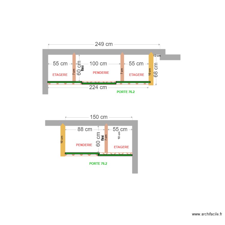 kyrielle chambre placard. Plan de 0 pièce et 0 m2