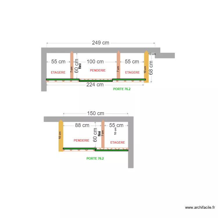 kyrielle chambre placard. Plan de 