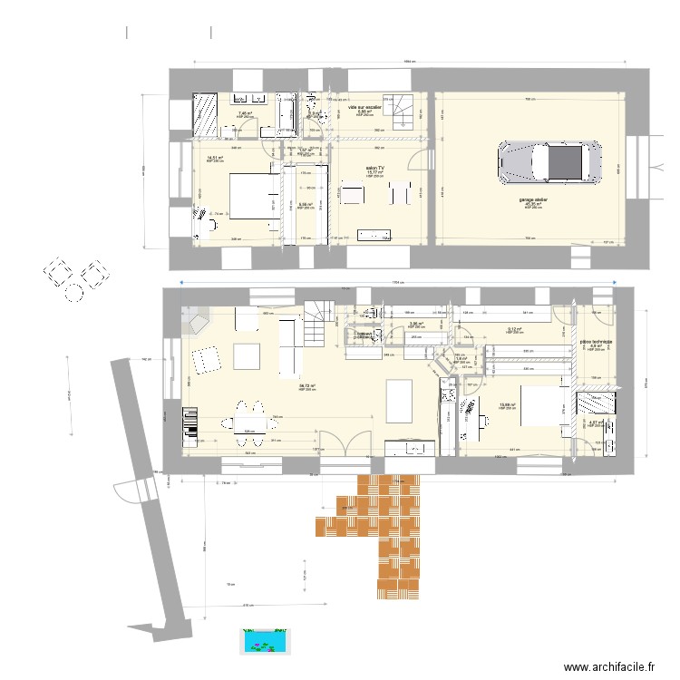 grange 19 janvier 21v2. Plan de 16 pièces et 196 m2