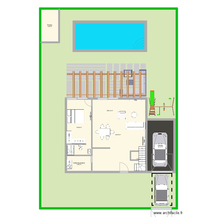 Plan terrain maison 360m2 RDC. Plan de 7 pièces et 452 m2