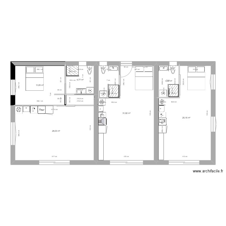 F2 REZ DE JARDIN. Plan de 6 pièces et 106 m2