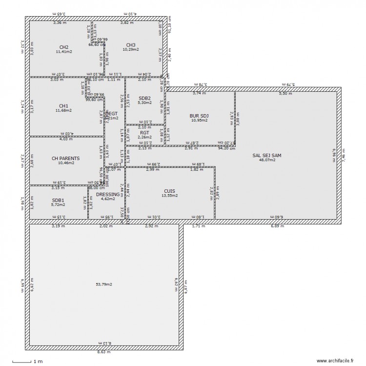 B PLAIN PIED. Plan de 0 pièce et 0 m2