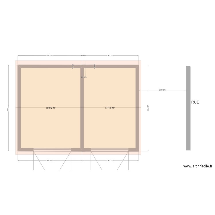 GARAGES. Plan de 2 pièces et 37 m2