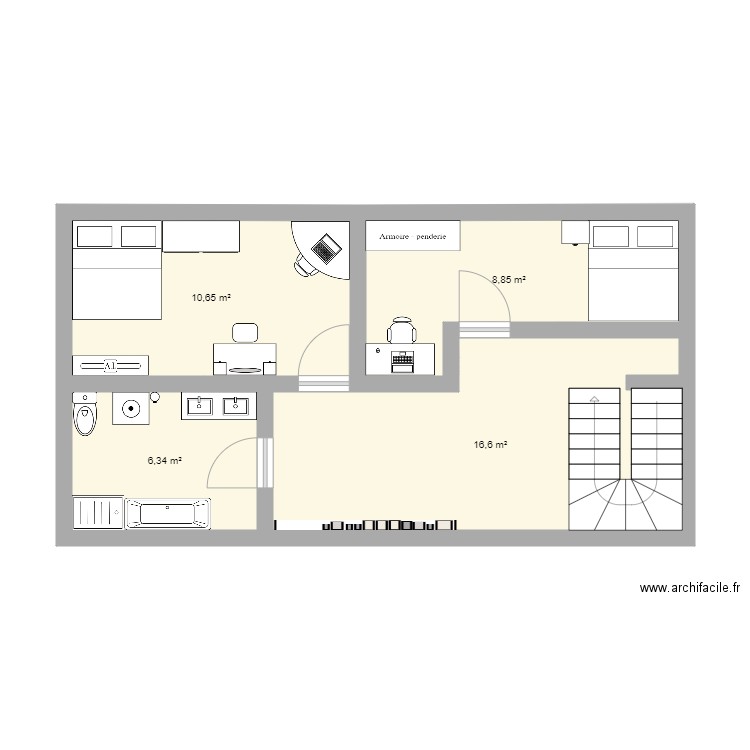 Valentine 3. Plan de 5 pièces et 86 m2