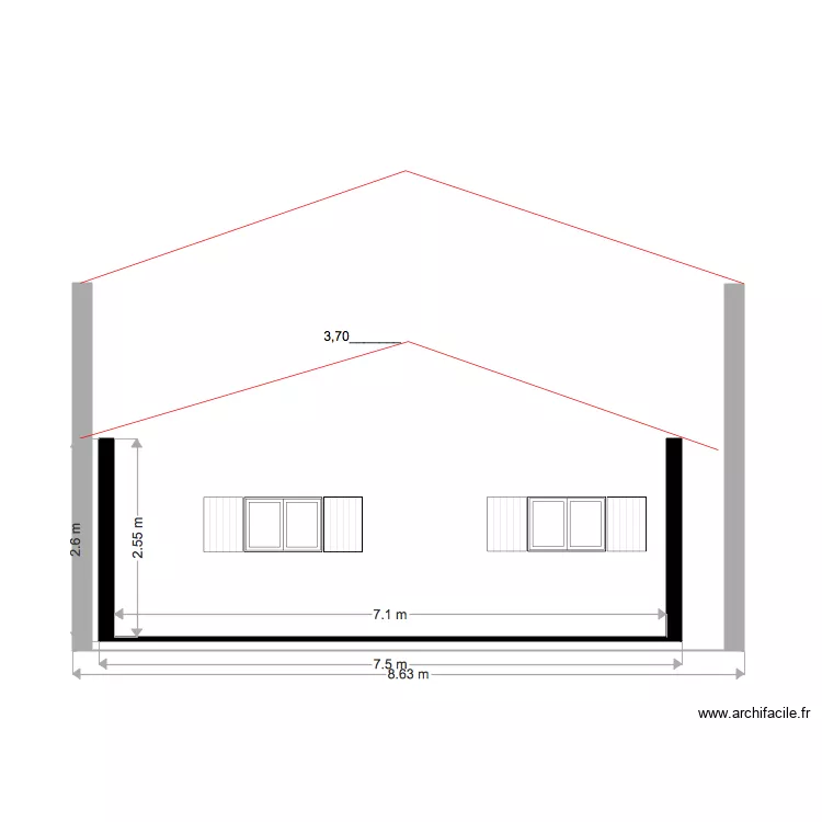Garage cot&eacute; Est 2 pentes. Plan de 