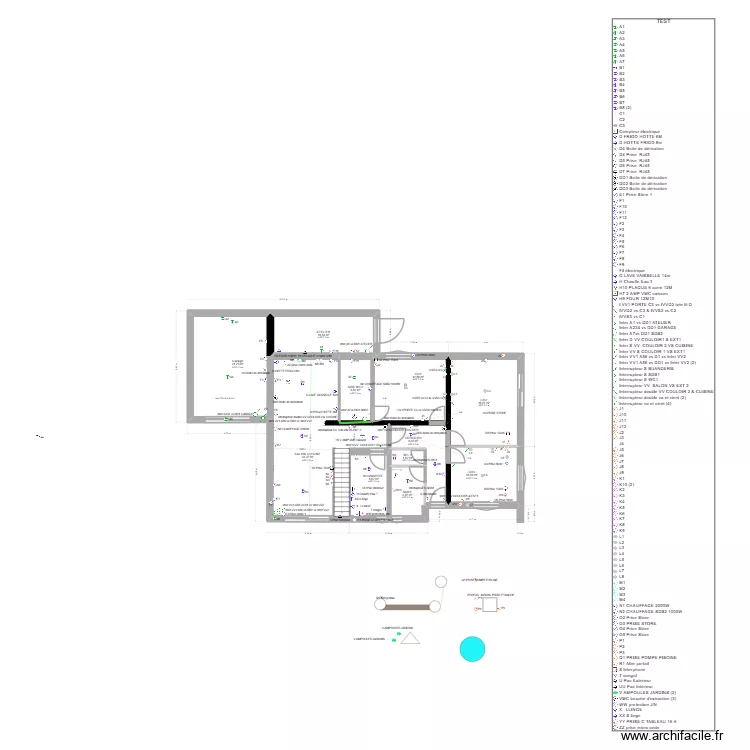 PLAN RDC ELECTRIQUE. Plan de 11  et 132 m²