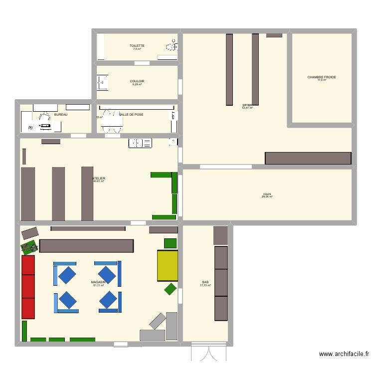 plan magasin . Plan de 9 pièces et 254 m2