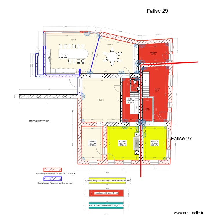 Plan RDC Situation existante. Plan de 52 pièces et 804 m2