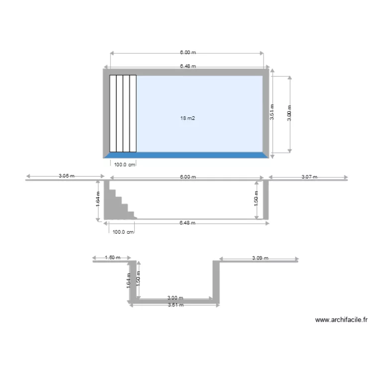 Piscine plan en coupe. Plan de 