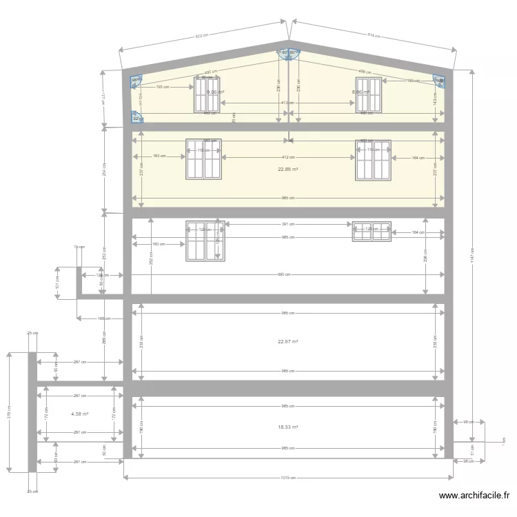 facade sud V9 cotations BFOK. Plan de 