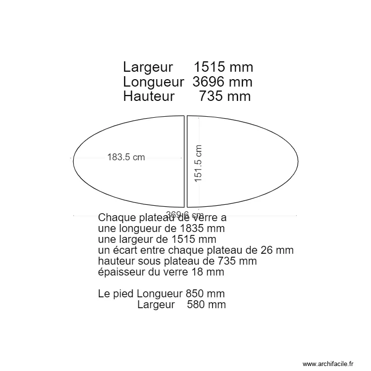 Plateau de la Table et  ou Bureau PDF. Plan de 