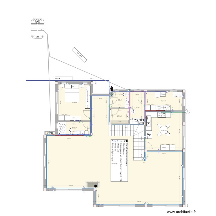 Fondation . Plan de 10 pièces et 170 m2