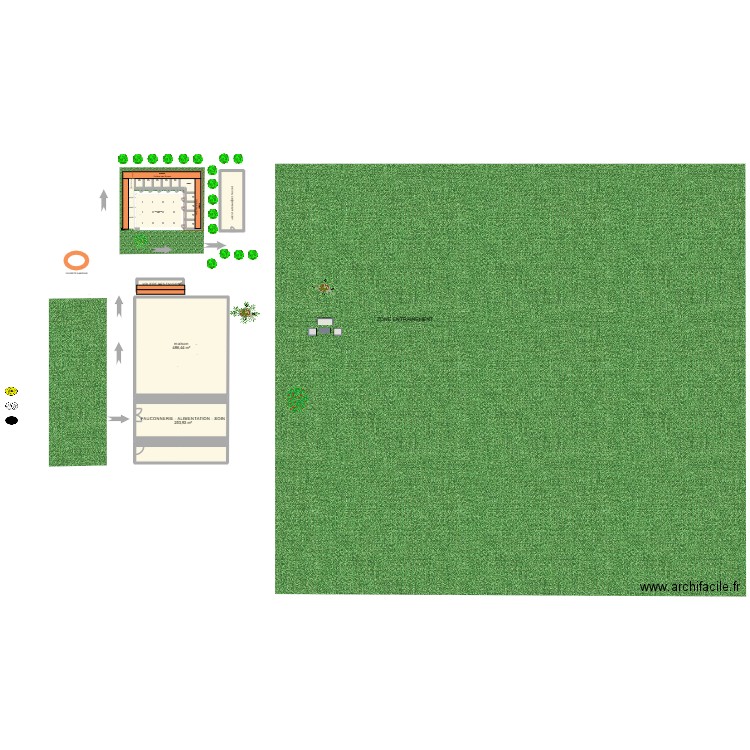 Volière. Plan de 15 pièces et 1015 m2