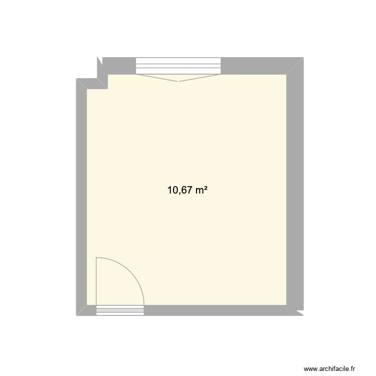 RDC. Plan de 1 Pièce et 11 m²