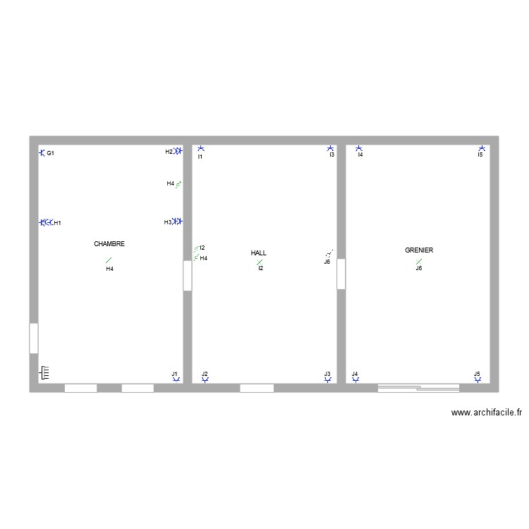 HONELLE 1ER. Plan de 3 pièces et 89 m2