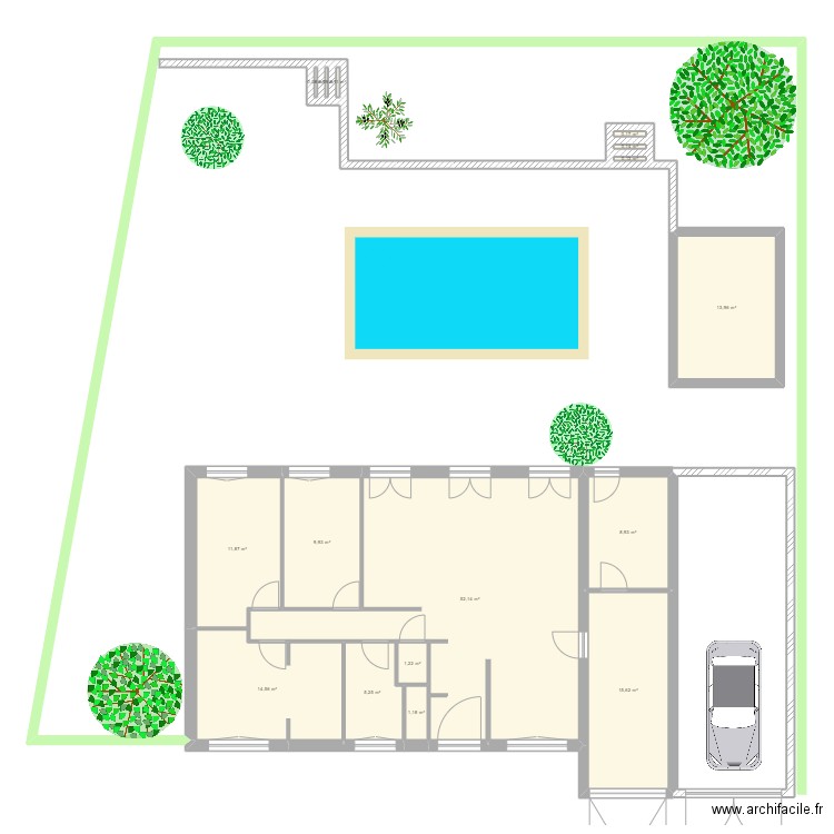Projet Maison Mions Extension 1508. Plan de 17 pièces et 169 m2