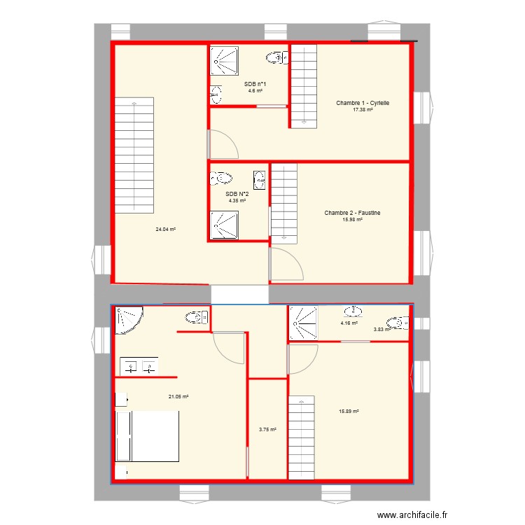 partie nuit situation 12. Plan de 0 pièce et 0 m2