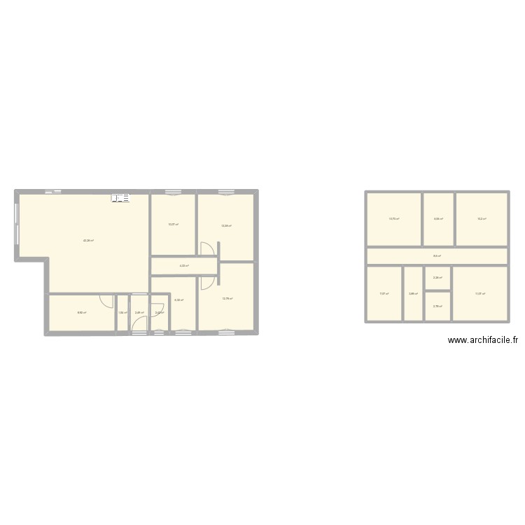 modèle 2 et 3. Plan de 19 pièces et 168 m2