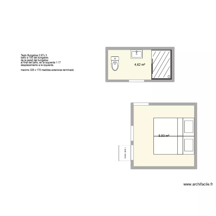 bungalow ba&ntilde;o. Plan de 