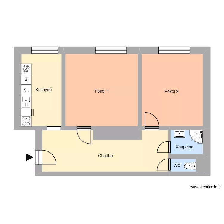 Nerudova 392, byt 3. Plan de 8 pièces et 63 m²