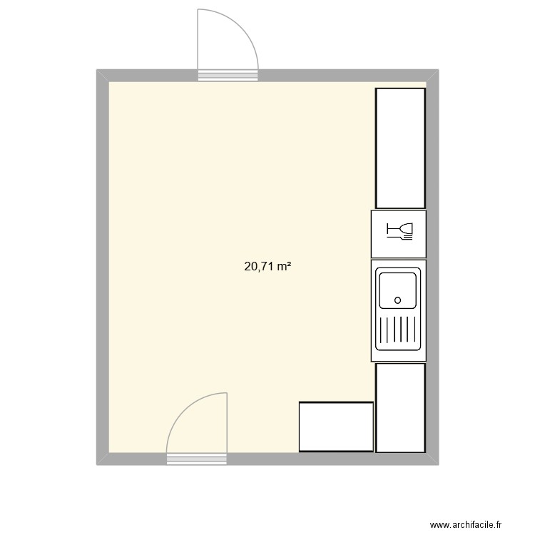 mairie echenevex. Plan de 1 pièce et 21 m2