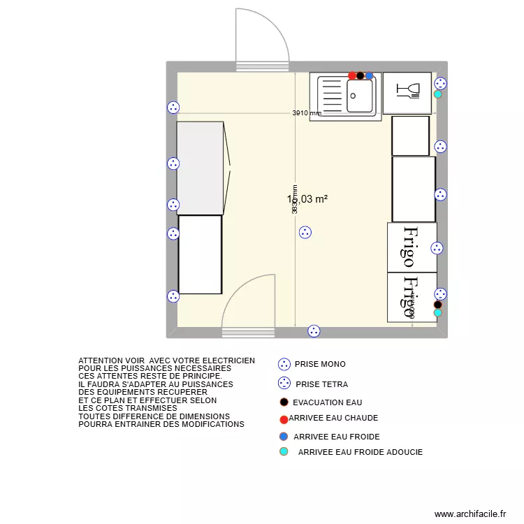 mairie echenevex. Plan de 1 pièce et 15 m²