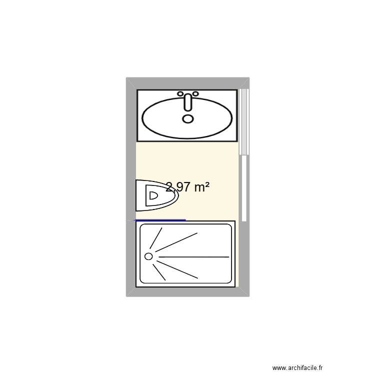 SDB. Plan de 1 pièce et 3 m2