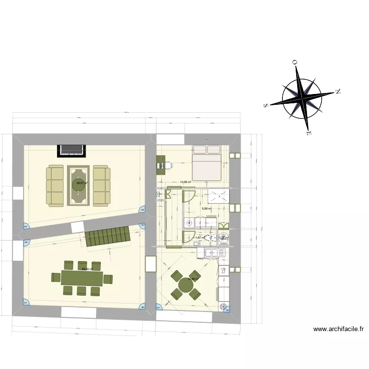 Meyrand RDC - Back-up. Plan de 7 Pièces et 93 m²