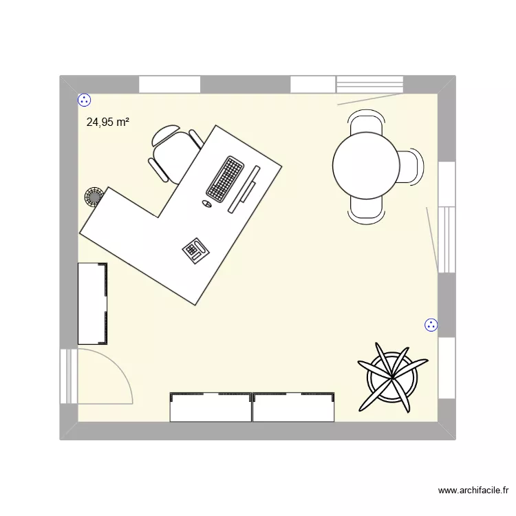 bureau direction. Plan de 1  et 25 m²