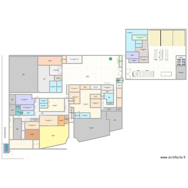 TBC RDC - Sécurité. Plan de 74 pièces et 3049 m2