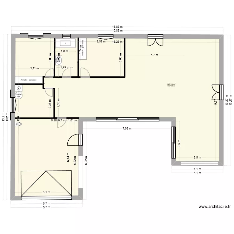 ESSAIS. Plan de 1  et 146 m²