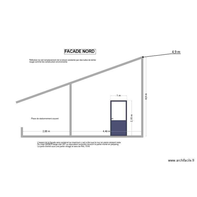 facade nord. Plan de 0 pièce et 0 m2