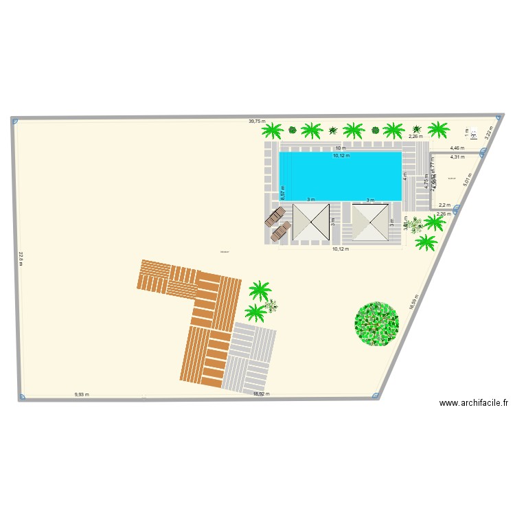 Piscine 10*4-V1. Plan de 2 pièces et 784 m2