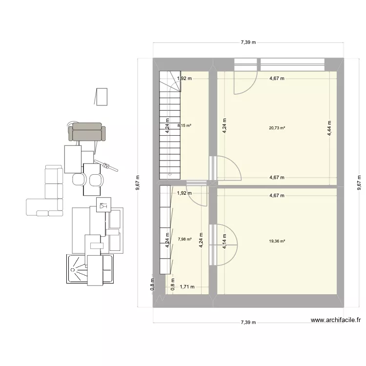RDC nouveau plans. Plan de 4 et 56 m² RDC nouveau plans. Plan de 4 et 56 m²