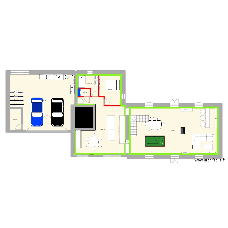 RDC etage neurdeusiere 1.3. Plan de 9 pièces et 180 m2