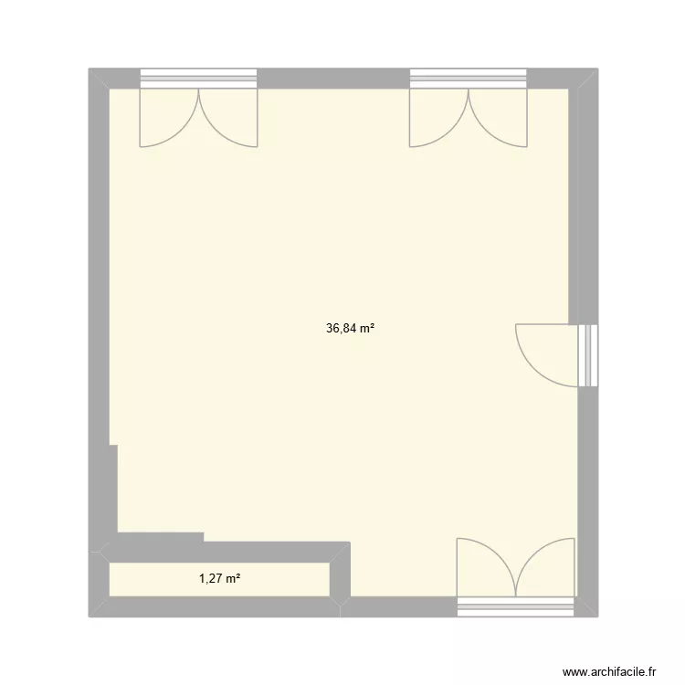 salon. Plan de 2 pièces et 38 m²