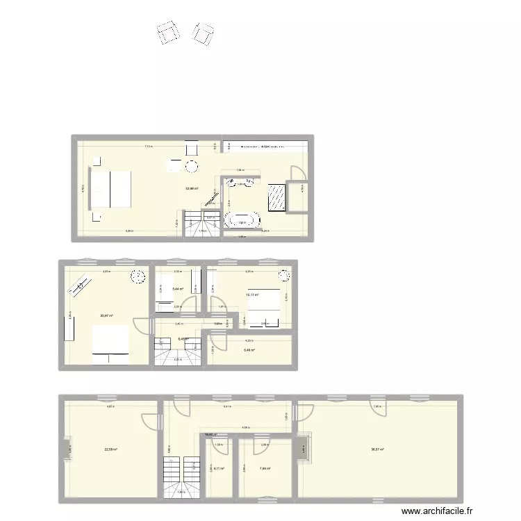 Saintes Colombe. Plan de 10  et 196 m²