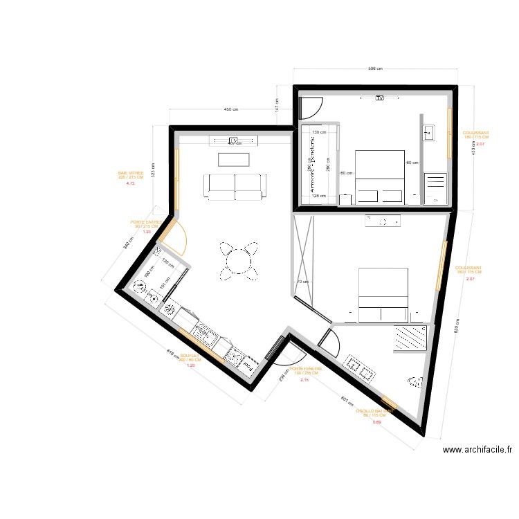plan aure 3. Plan de 8 pièces et 180 m2
