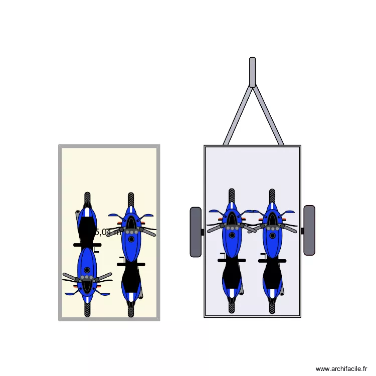 moto. Plan de 1  et 5 m²