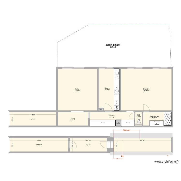 plan général. Plan de 14 pièces et 118 m2