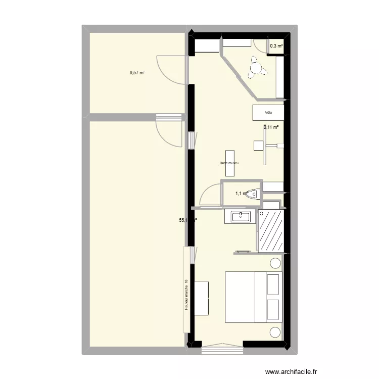 Plan T&S Leroux 1. Plan de 6  et 69 m²